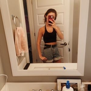 Black cropped halter top